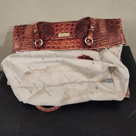 Medium Asher Pecan Melbourne Crocodile Embossed Leather Tote - Picture 8 of 10